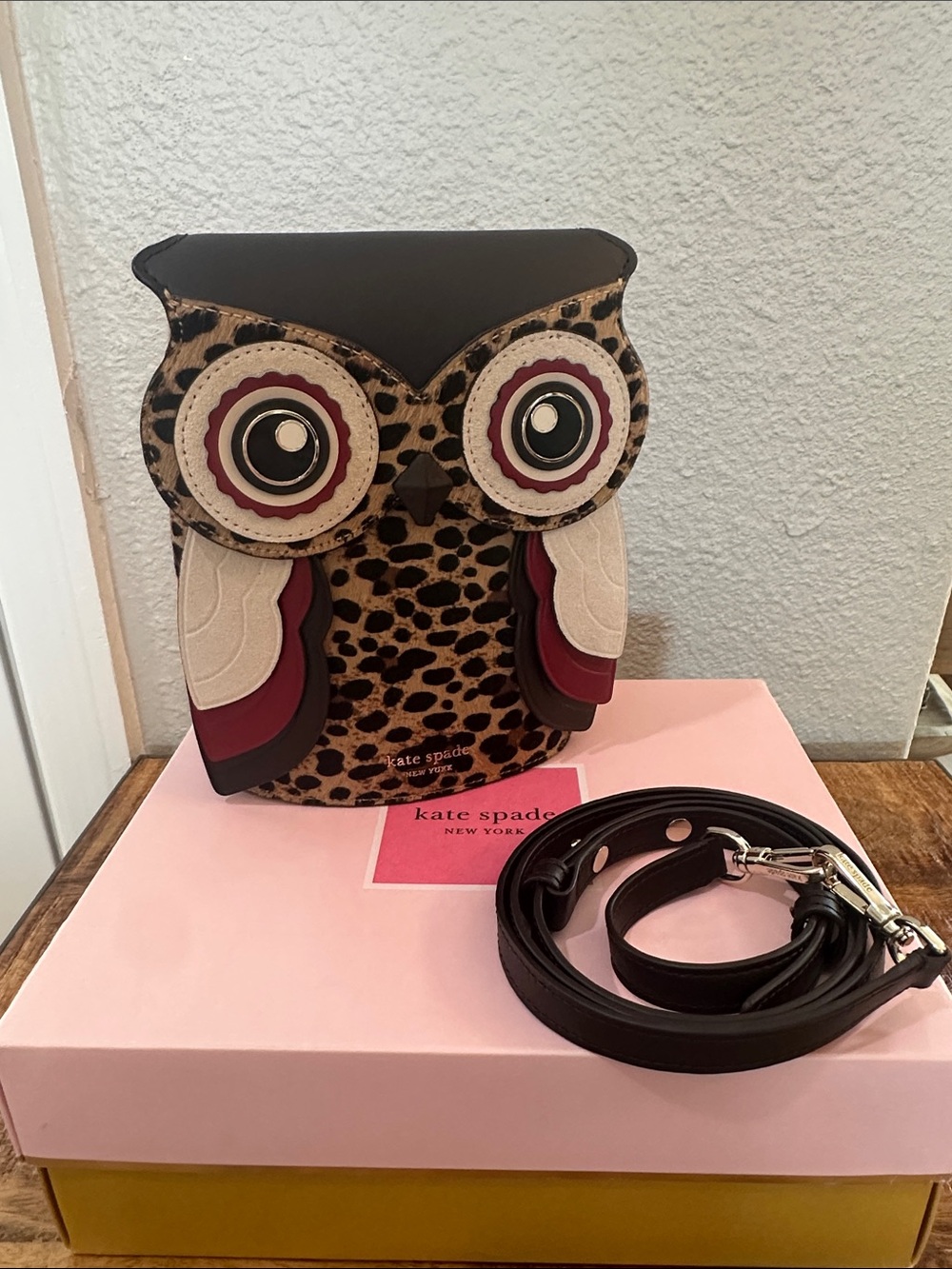 Kate Spade Blinx Leopard 3D Owl Crossbody K4432